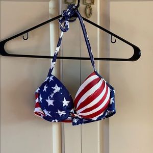 Red white and blue push-up swimsuit top